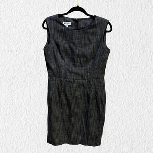 KASPER Womens Sleeveless Sheath Dress Size 8 l/10 Black Gray Denim Career